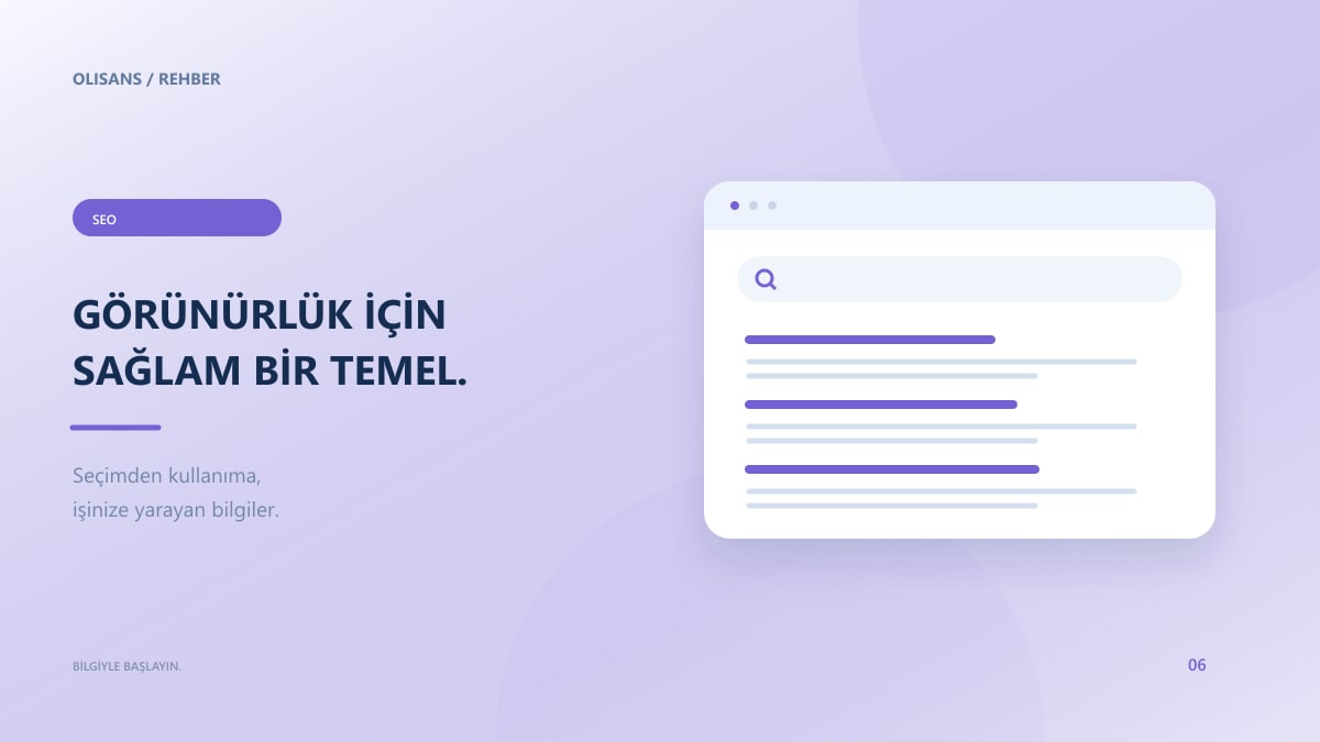 Arama sonucu önizlemesi, site bağlantıları ve denetim kontrol listesi